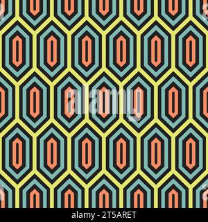 Vector hexagon cells seamless pattern. Modern stylish texture. Repeating geometric tiles with line elements Stock Vector