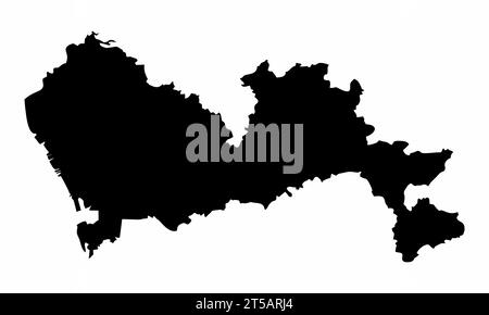 Shenzhen city map silhouette isolated on white background, China Stock Vector