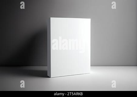Book cover blank white vertical design template on a table - room interior Stock Photo