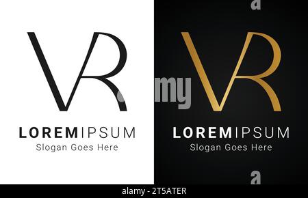Luxury Initial VR or RV Monogram Text Letter Logo Design Stock Vector