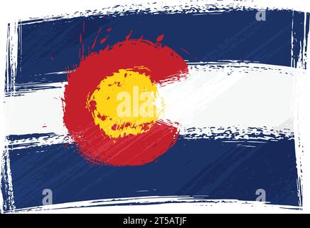 State of Colorado flag created in grunge style Stock Vector