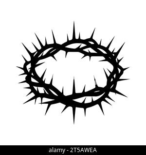 Crown of thorns icon. Black silhouette of a religious symbol of Christianity. Vector illustration. Stock Vector