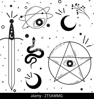 Seamless pattern background with esoterism icons Vector Stock Vector