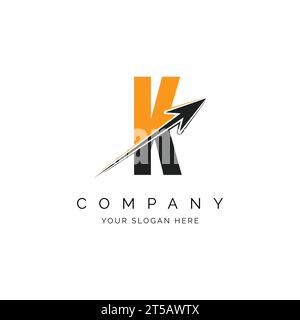 K Letter with Arrow Logo Template Illustration. K Alphabet Concept Design Modern Vector Monogram Icon Stock Vector