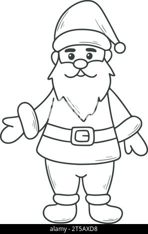 Christmas Santa Claus doodle sketch style. Cute man for new year isolated cartoon sketch. Funny gnome for the holiday, black line vector illustration Stock Vector
