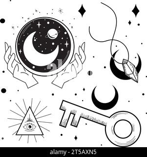 Seamless pattern background with esoterism icons Vector Stock Vector