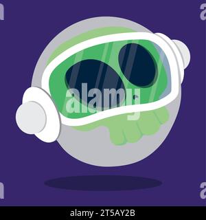 Isolated cute skull with an astronaut helmet Vector Stock Vector