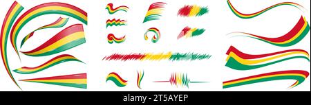 Guinea flag set elements, vector illustration on a white background Stock Vector