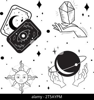 Seamless pattern background with esoterism icons Vector Stock Vector