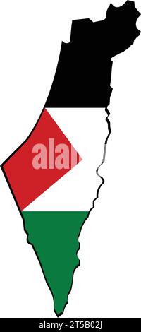Palestine Map With Flag Vector Stock Vector