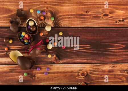 Bunch candies chocolate eggs Stock Photo