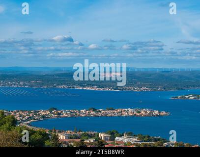 View of the Etang de Thau from Mont Saint-Clair in Sète in Hérault in France Stock Photo