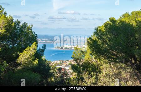 The Etang de Thau from Mont Saint-Clair in Sète in Hérault in France Stock Photo