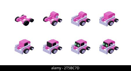 Step-by-step instructions for assembling a robot in isometry. Vector ...