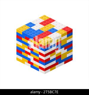 Colored cube made from random blocks. Vector Stock Vector