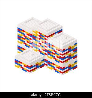 Shopping center building made of plastic blocks. Vector Stock Vector