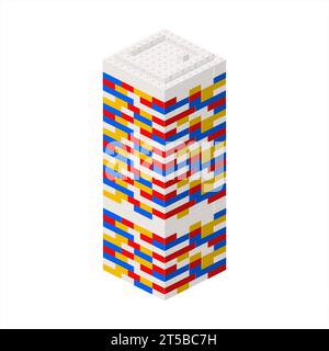 Urban planning, tall building made of plastic blocks. Vector Stock Vector