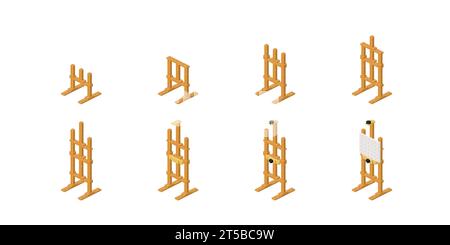 Building an easel from blocks. Vector Stock Vector