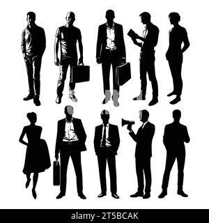 Silhouette set of adult people Stock Vector