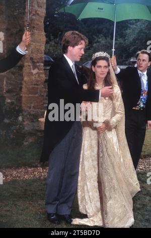 The wedding of Viscount Althorp, Charles Spencer to Victoria Lockwood. Great Brington, Northamptonshire, England, UK.16 September 1989 Stock Photo