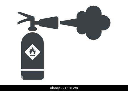 icon use fire extinguisher to prevent fire. flat vector illustration. Stock Vector