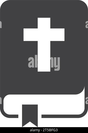 Holy bible icon in flat style. Christianity book vector illustration on isolated background. Religion sign business concept. Stock Vector