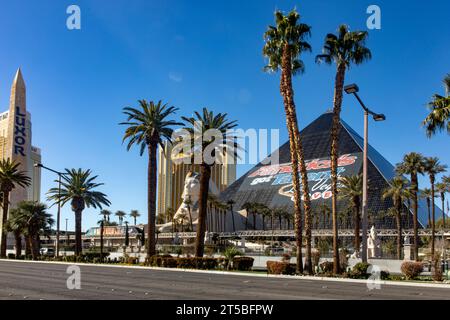 Las Vegas, USA; January 18, 2023: Photograph of the Luxor hotel and casino on the Las Vegas Strip, which is the hotel inspired by Egyptian culture wit Stock Photo