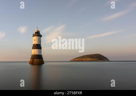 Trwyn Du Lighthouse on the island of Anglesey in Wales Stock Photo