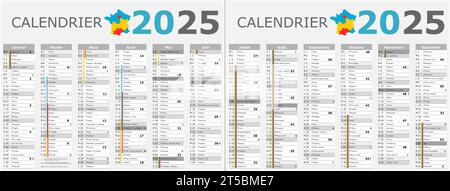 french 2025 calendar with saints and holidays Stock Vector