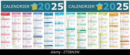 French calendar 2024 year. Vector stationery calendar week starts ...