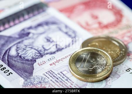 Bulgaria euro, Adoption of the common currency by Bulgarians and accession to the euro zone Stock Photo