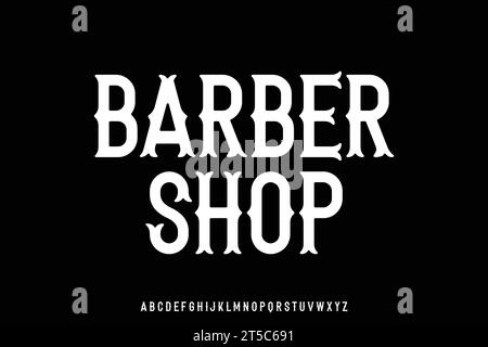 Urban vintage barber shop alphabet display font vector. Classic retro typography style Stock Vector
