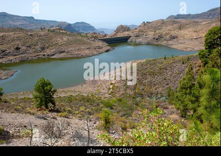 Embalse de las Ninas is one of the two largest reservoirs on the Canary Island of Gran Canaria Stock Photo
