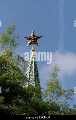 Moscow, Russia - august 30 2023: ruby star on the Kremlin Tower, Stock Photo