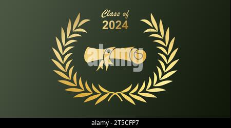 Graduation class of 2024 with graduation cap hat on black silk ...