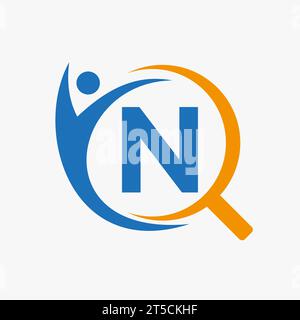 Letter N Search and Heathcare Logo Design. Community Finder Logo Symbol Stock Vector