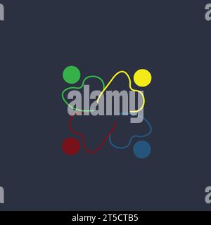 creative community logo design, teamwork coworking emblem sign symbol logotype Stock Vector