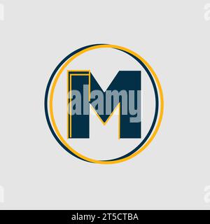 letter M golden and dark blue logo design Stock Vector