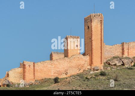 The castle and wall of the municipality of Molina de Aragon, in the province of Guadalajara, autonomous community of Castilla la Mancha, Spain, Europe Stock Photo