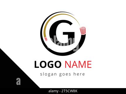Letter G with electric wire optical fiber cable Logo Design Vector Template Stock Vector