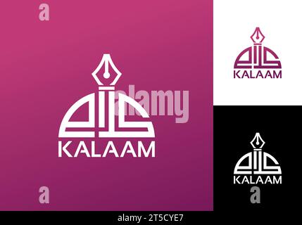 Kalam Arabic Logo design. It is minimalist, modern, elegant and simple Design. suitable for any business industry, Islamic aps . publication etc Stock Vector