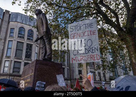 Cardiff, Wales. UK. 4th November, 2023. Pro-Palestinian march through Cardiff City Centre on rugby match day, Wales v. Barbarians, Cardiff, Wales. UK. Credit: Haydn Denman/Alamy Live News. Stock Photo