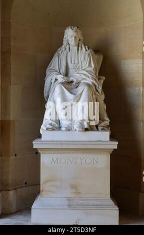 The sculpture of Jean Baptiste Antoine Auget de Montyon at the Institute de France main room.in Paris, France Stock Photo