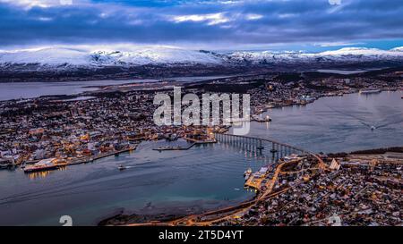 The city of Tromso from above Stock Photo