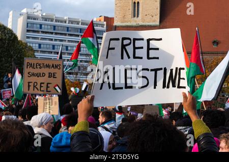 Berlin, Germany - November, 4: Free Palestine Sign on Pro Palestinian Demonstration in Berlin Stock Photo