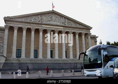 Palais Bourbon, the official seat of The French National Assembly (French: Assemblée nationale) in central Paris, France Stock Photo