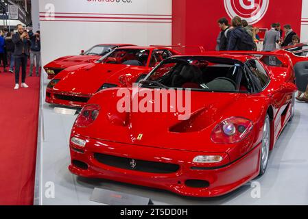 Paris, France - Rétromobile 2020. Focus on a red 1996 Ferrari F50. Chassis no. ZFFTA46B000106150. Stock Photo