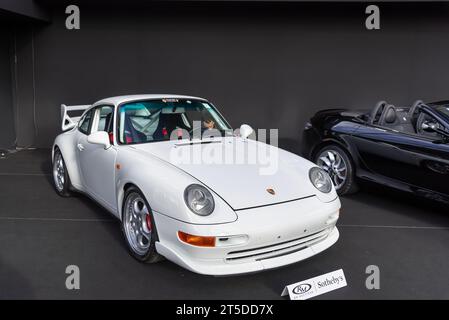Paris, France - RM Sotheby's Paris 2020. Focus on a white 1996 Porsche 911 Carrera RS Clubsport. Chassis no. WP0ZZZ99ZSS390270. Stock Photo