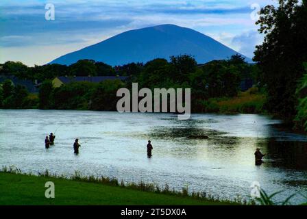 Salmon Fishing Ballina Nephin River Moy, Co. Mayo Stock Photo