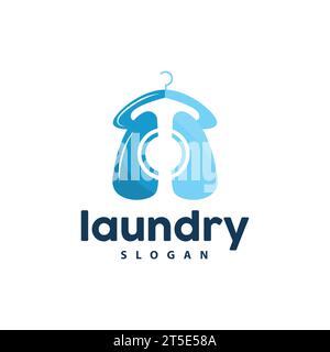 Laundry Logo, Cleaning Washing Vector, Laundry Icon With Washing Machine, Clothes and Foam Bubble, Illustration Symbol Design Template Stock Vector